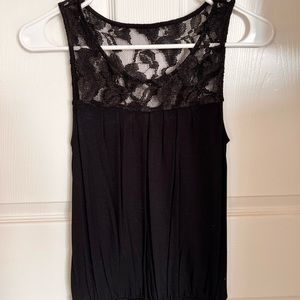 Black Express Lace Yoke Banded Tank Top